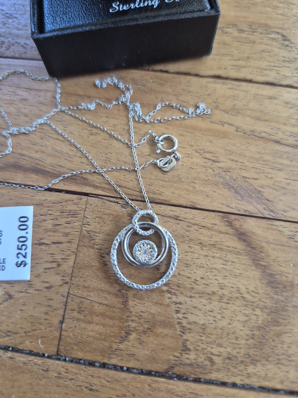Macy's Sterling Silver Circular Halo Pendant Necklace 1/10 daimond
